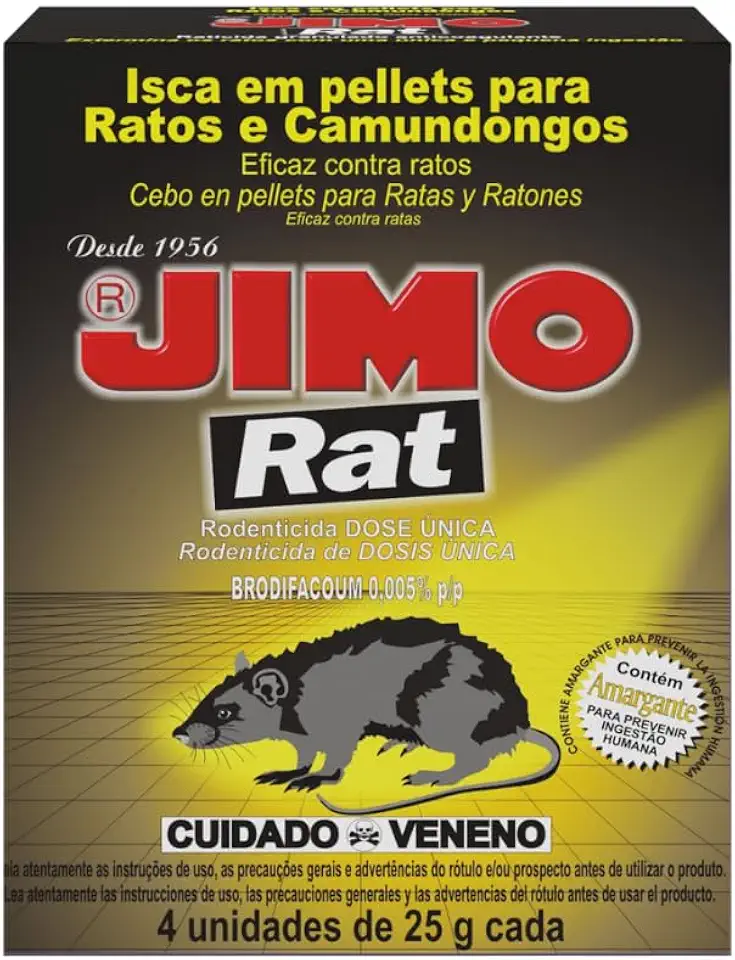 Raticida Rat Estojo Mata Ratos 4x25g Eficaz Contra Ratos Camundongos Anticoagulante Amargante
