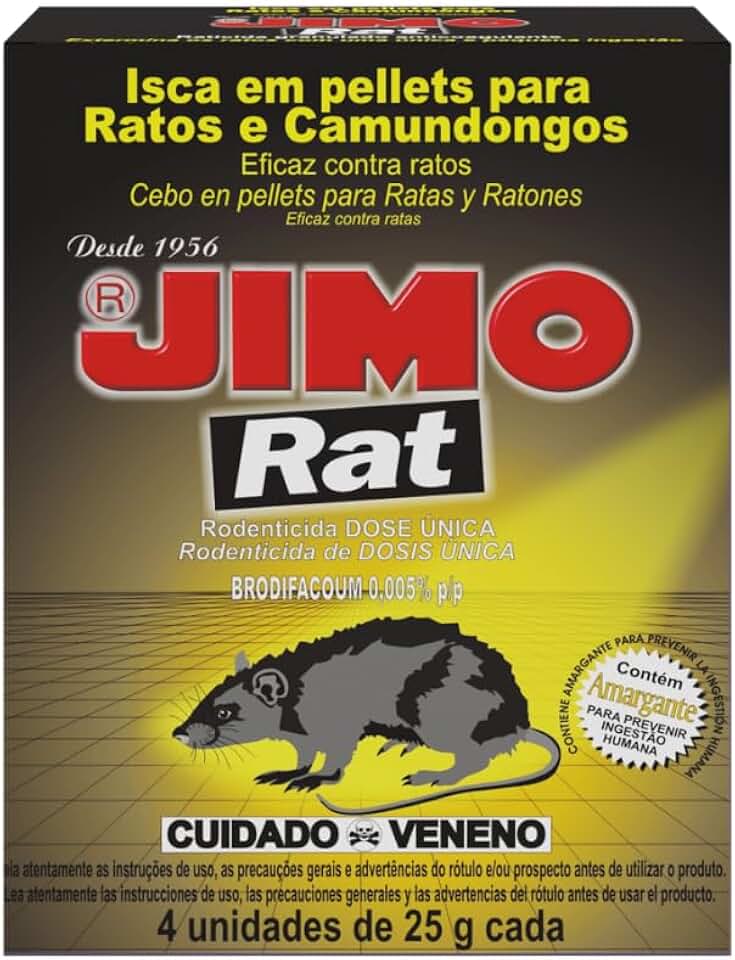 Raticida Rat Estojo Mata Ratos 4x25g Eficaz Contra Ratos Camundongos Anticoagulante Amargante