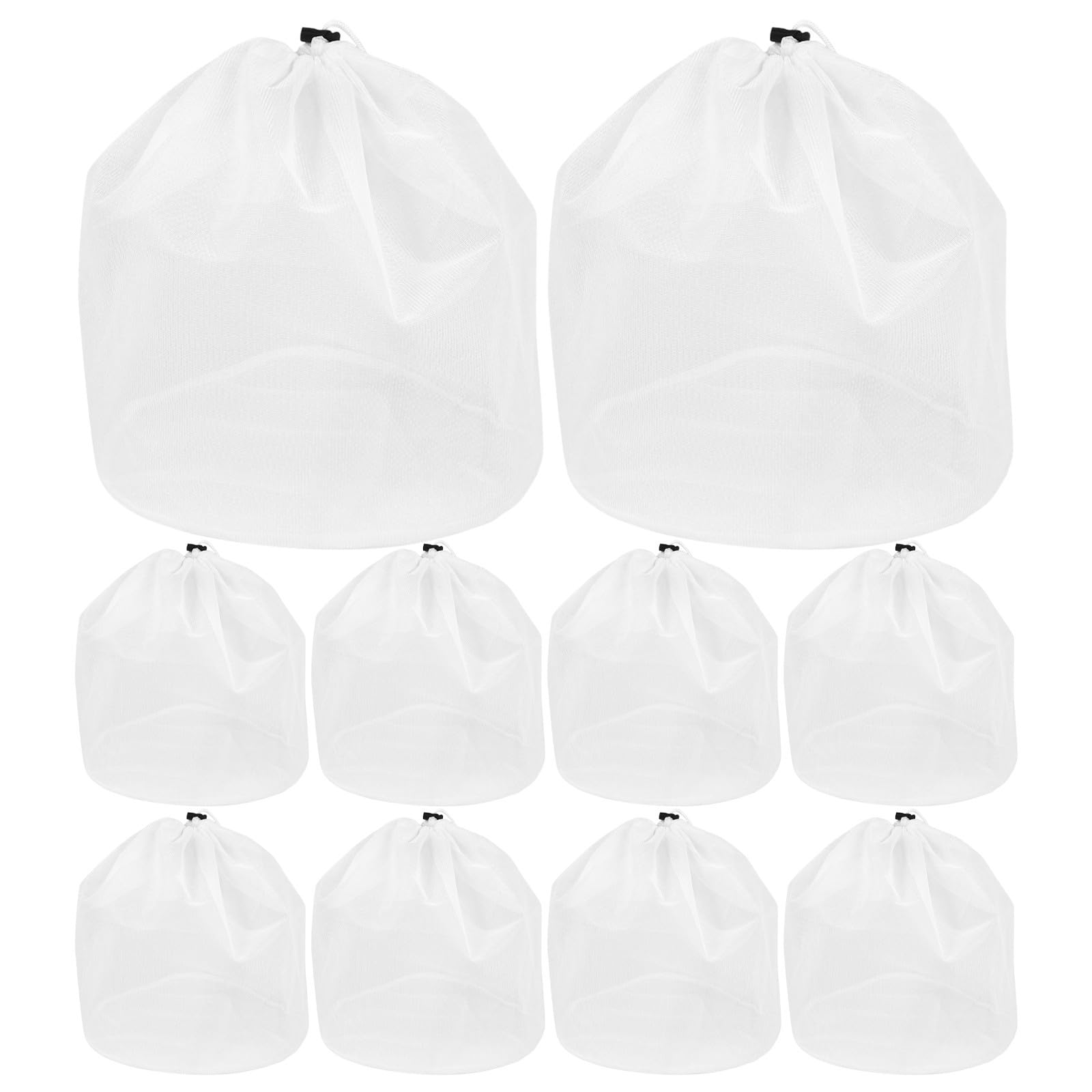 UKCOCO Sacchetti per Bucato in Poliestere 10 Pezzi Chiusura a Coulisse Bianca, Rete Fine per Protezione Indumenti Delicati in Lavatrice a Casa 50x70cm