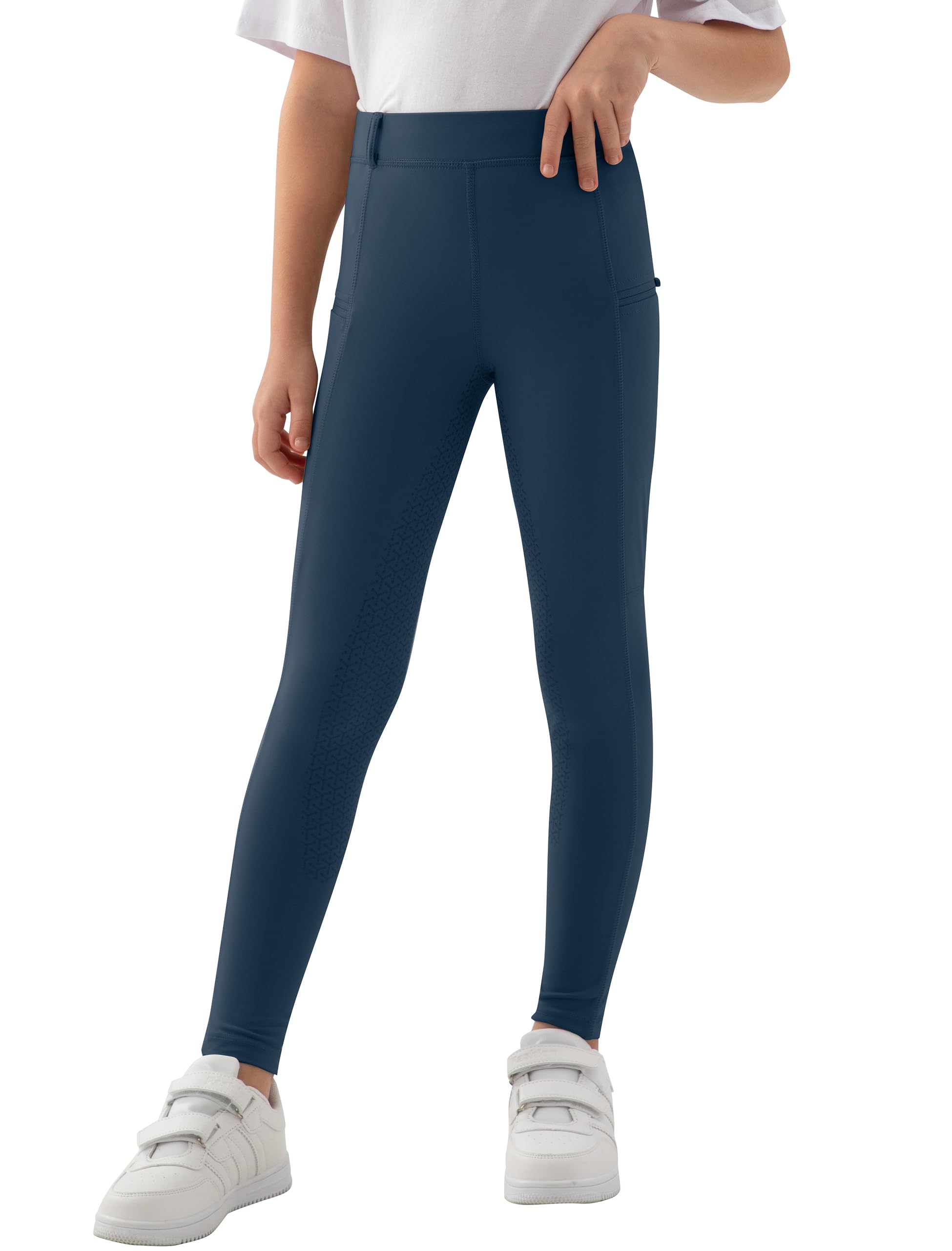 MoFiz Kinder Reithose Mädchen Vollbesatz mit Silikon Kinder Reitleggings mit Reißverschlusstasche