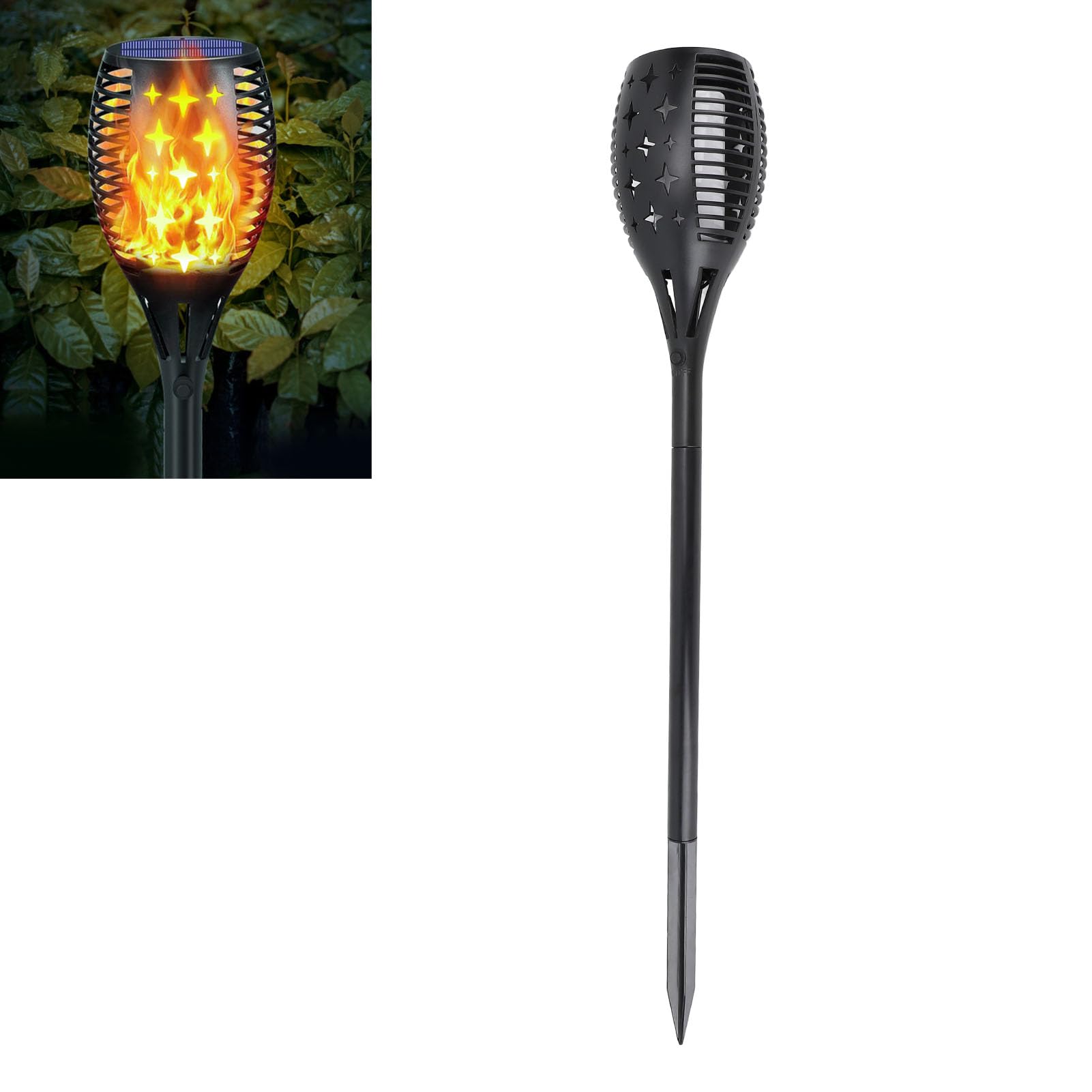 Torcia Solare a Risparmio Energetico 96LED Lampada da Esterno Decorativa IP65 Impermeabile per Campeggio in Giardino