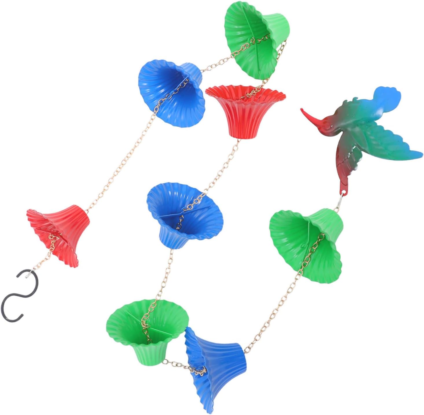LIFKOME Outdoor Rain Chain Bead Decorative Hanging Ornament for Garden Balcony and Courtyard Unique Flower Basket Design Creates Soothing Sounds for Downspout Gutter Decor