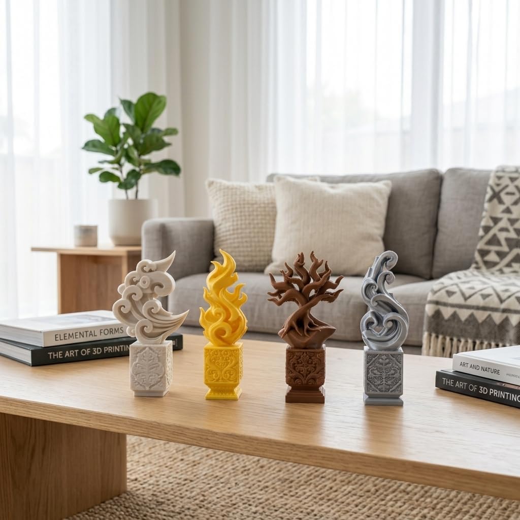 Four Elements Statue Set - Mythological Wiccan Desk Decor image 2