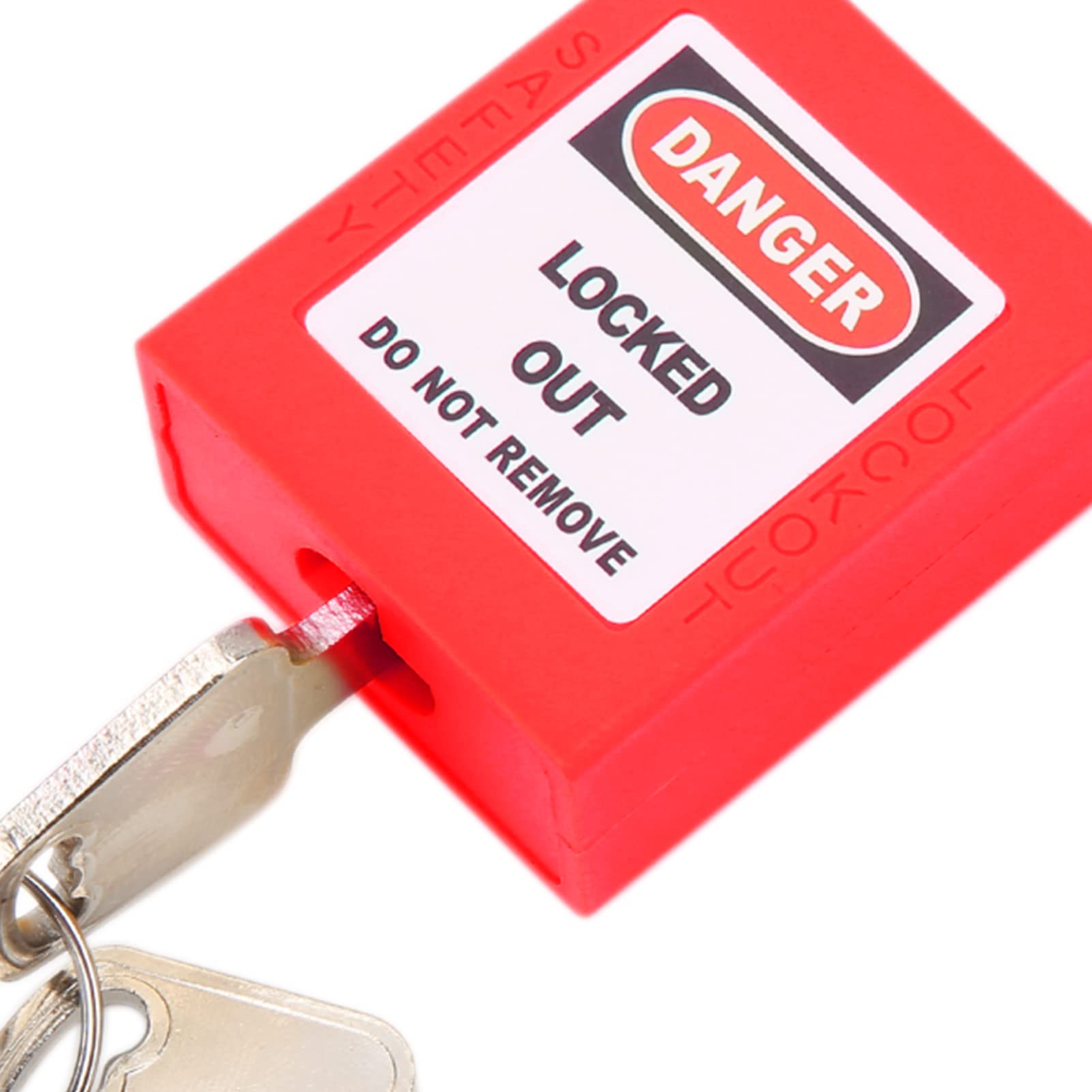 Ejoyous Candado de Bloqueo LOTO, Juego de 10 Candados de Seguridad, 38mm Nailon PA No Conductor Reforzado con Ingeniería, Grillete de 6mm con Etiqueta Escribible para Petróleo Químico Gas (rojo)