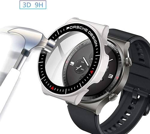 Miniatura 3 de Protector de pantalla compatible con Huawei Watch GT 2 Pro, protector de pantalla ultra fino de vidrio templado, protección general electrochapada,
