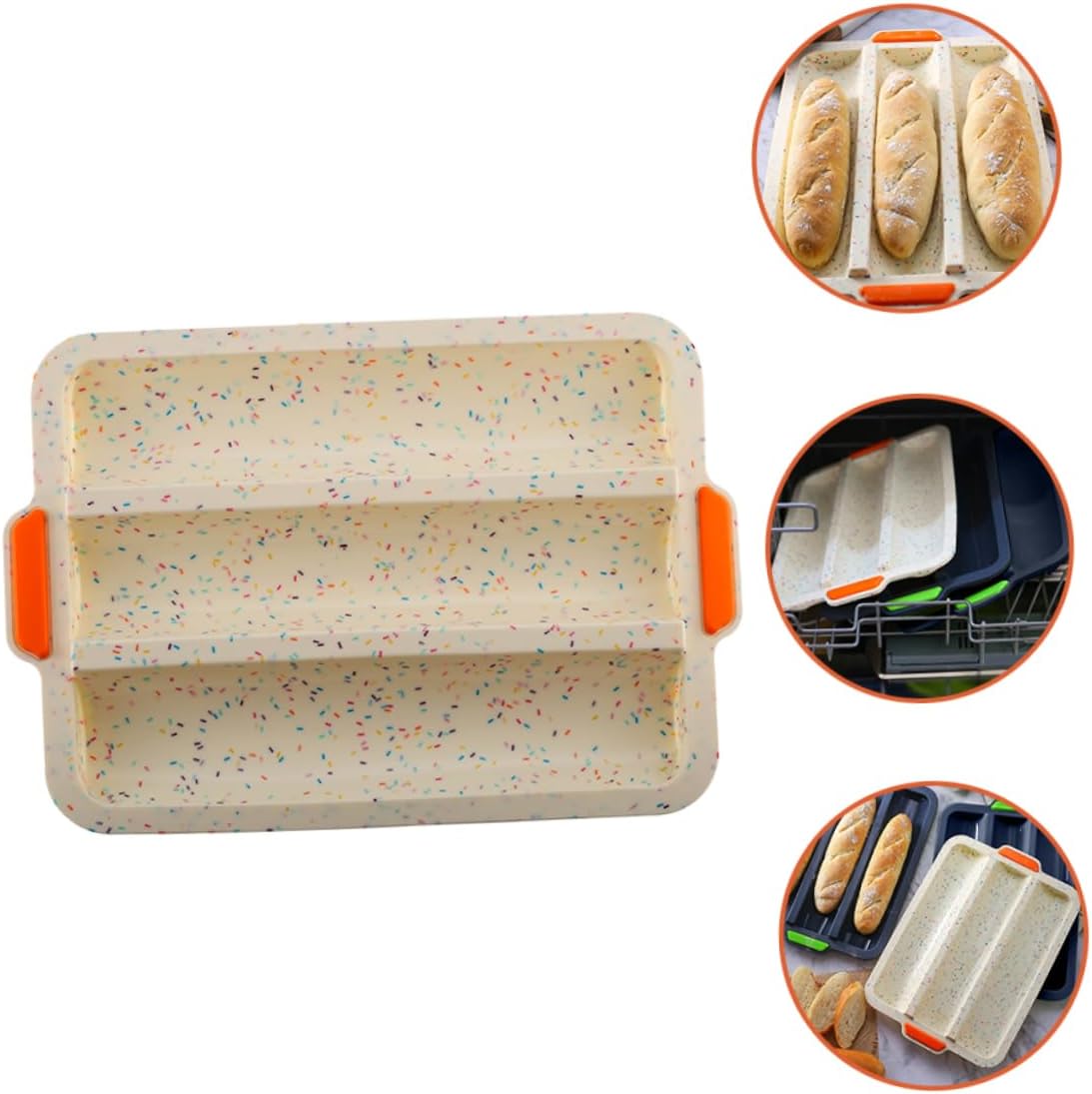 Silicone French Bread Pan - Three-Slot Baking Mold for Homemade Baguettes Long Loaf Pan for Breakfast Picnics and More