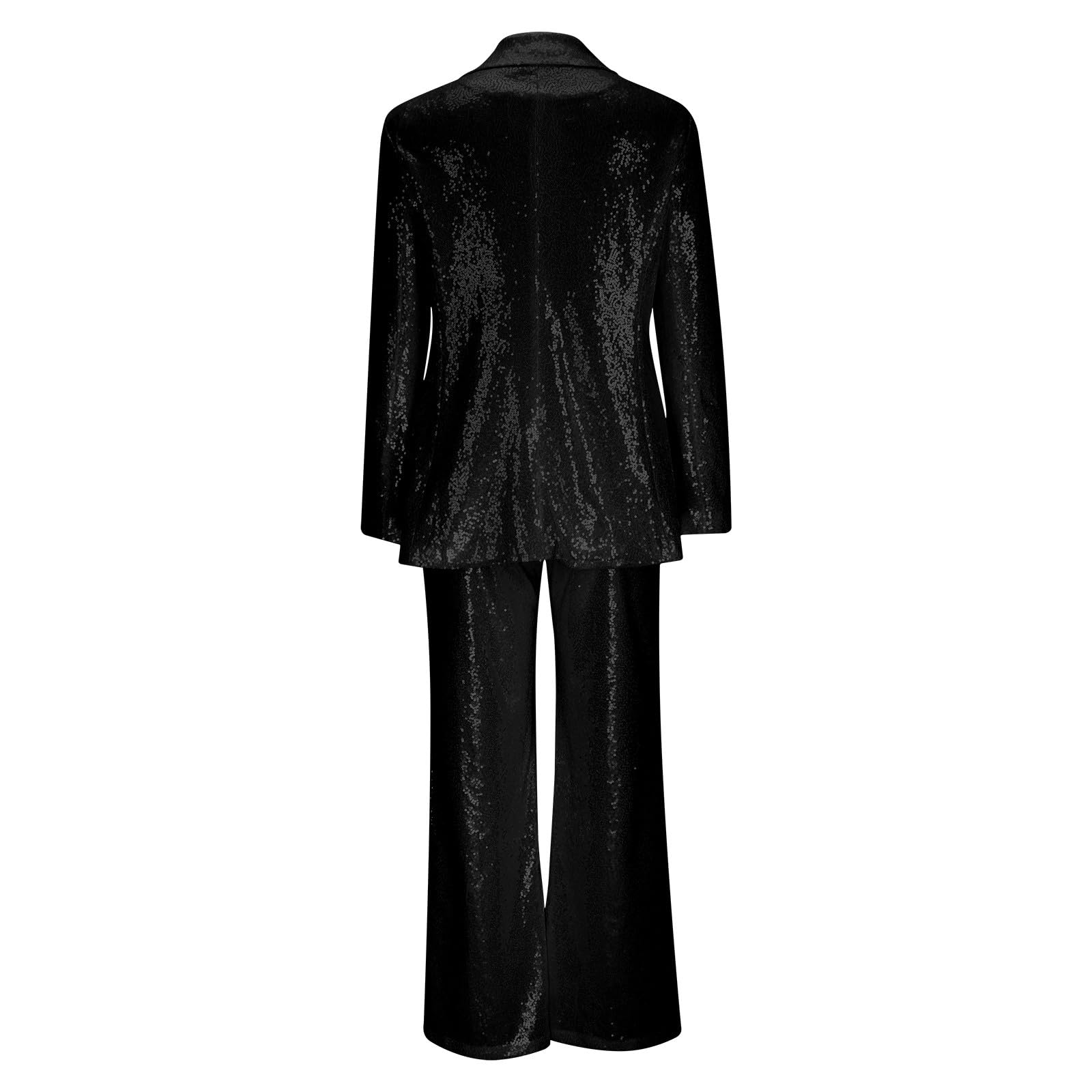 Hosenanzug Damen Festlich Elegant Curvy Pailletten Anzug Zweiteiliger Blazer und Hose Business Hosenanzüge für Frauen Slim Fit Streetwear Damenanzug 2 Stück Set Festlich Pailletten Sets Freizeitanzug
