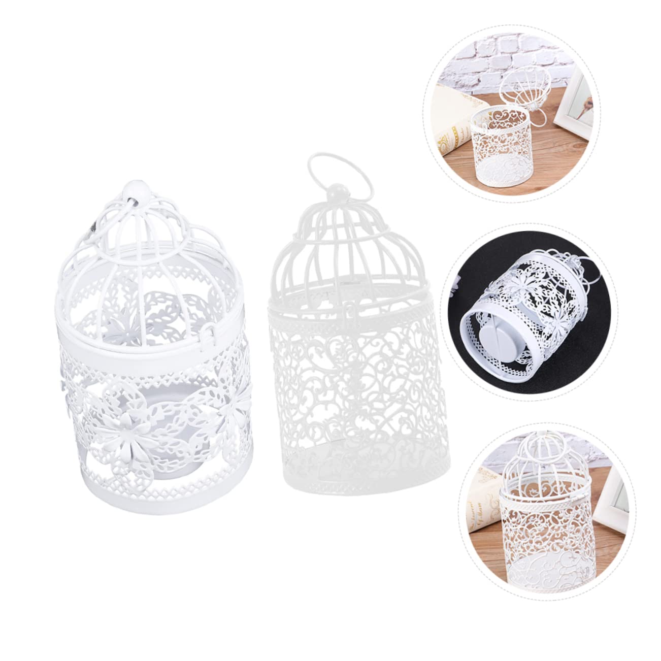 ULTECHNOVO 2 Series Candelabro De Jaula De Hierro Decorativo Sujetavelas Exterior Candelabro De Jaula De Pájaros En Forma De a Planchar 2 Piezas*2