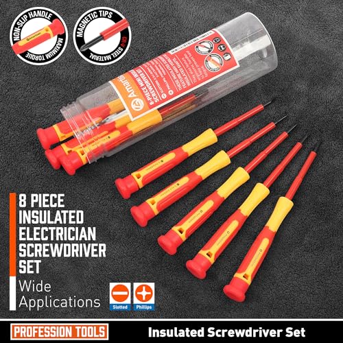 Amartisan 8-Piece 1000V Insulated Mini Electrician Screwdriver Set