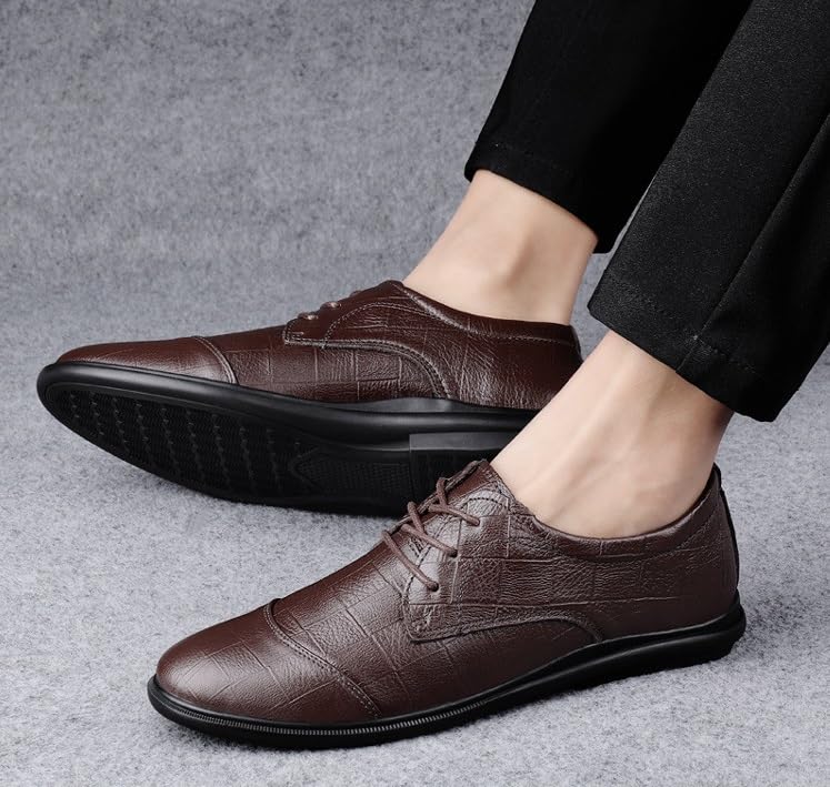 Mens Black Oxfords Lace Up Modern Leather Business Casual Scale Pattern Comfort Formal Shoes Fashion Dress Business Shoe2