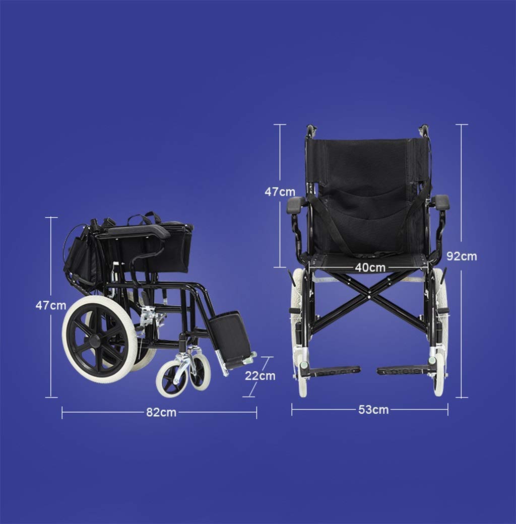 Silla de Ruedas Manual Scooter de Mano Pararsonas Mayores Discapacitadas Viaje Ultraligero Plegable Ligero Portátil No Inflable Neumáticos Sólidos de Freno Doble, Seguro Y Cómodo