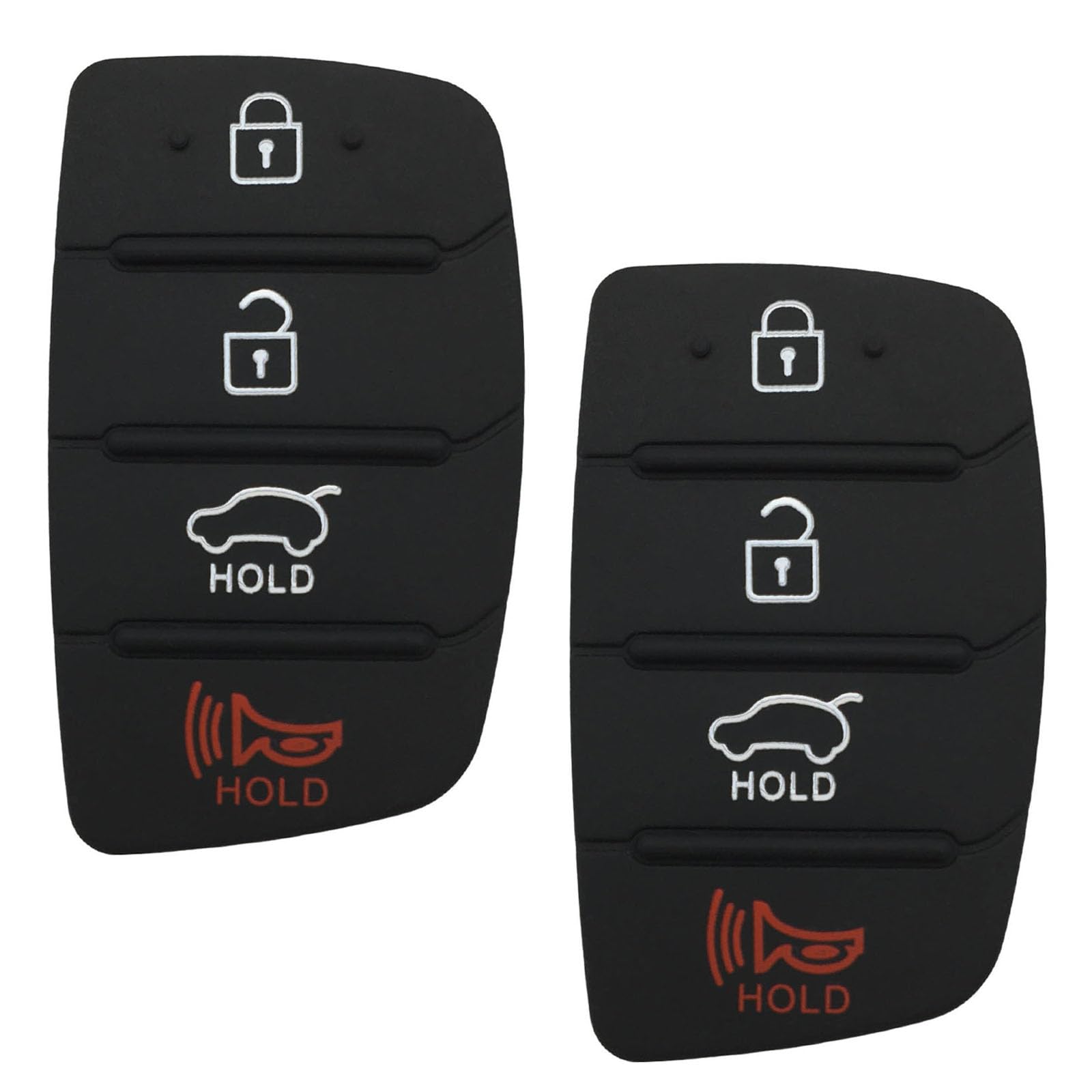 HERKIOCIO Remote Car Key Fob Rubber Button Pad Replacement fit for Hyundai Santa fe Sonata Tucson 2013-2019 4 Button Keyless Entry Key Fob Cover Shell (2 Pcs)