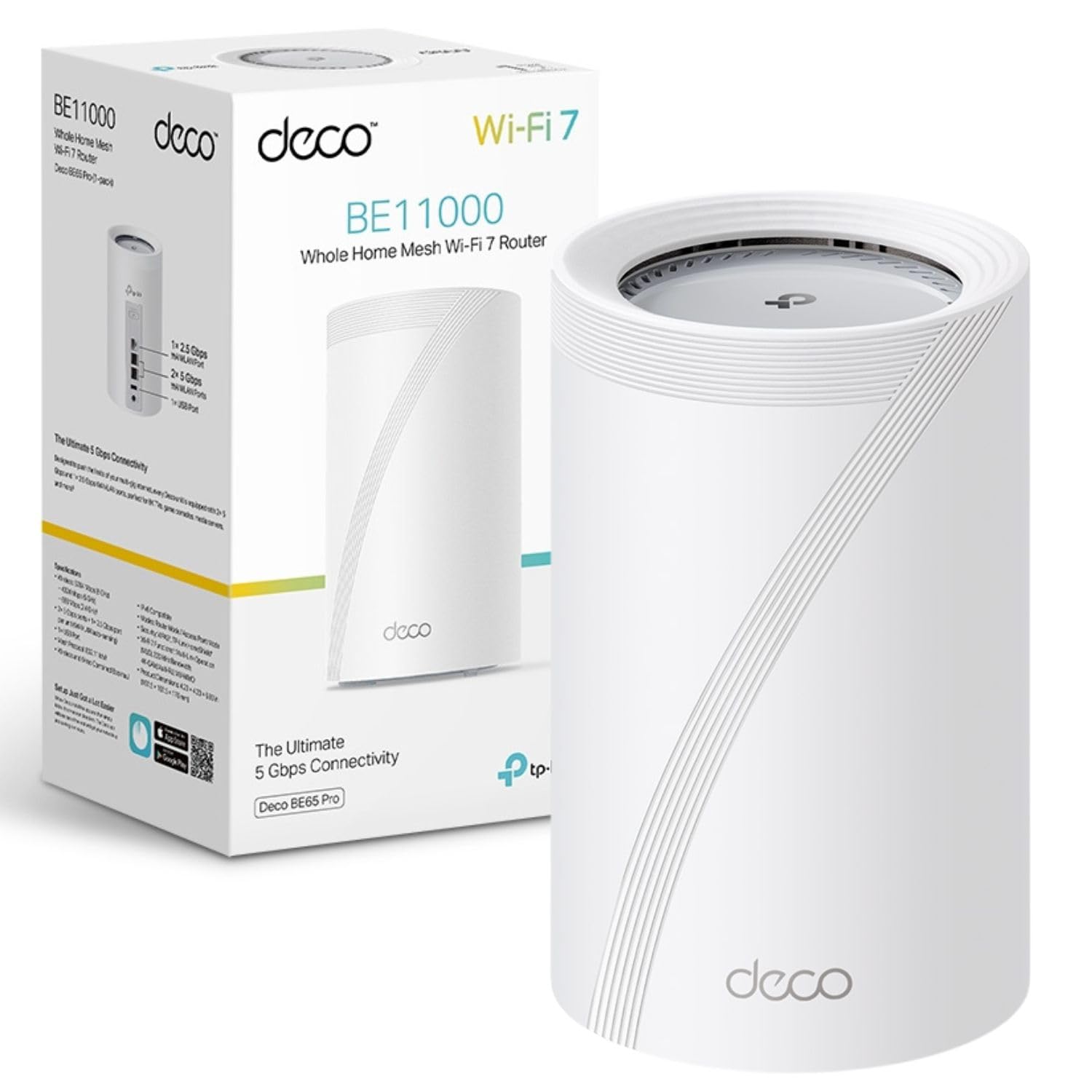 TP-Link TP-Link Deco BE65 Pro(1-pack) BE9300Mbps Tri-Band Whole Home Mesh WiFi 7 System, 2x 5 Gbps & 1x 2.5 Gbps Gigabit Ports, Seamless AI-Driven WiFi Extender Booster, HomeShield