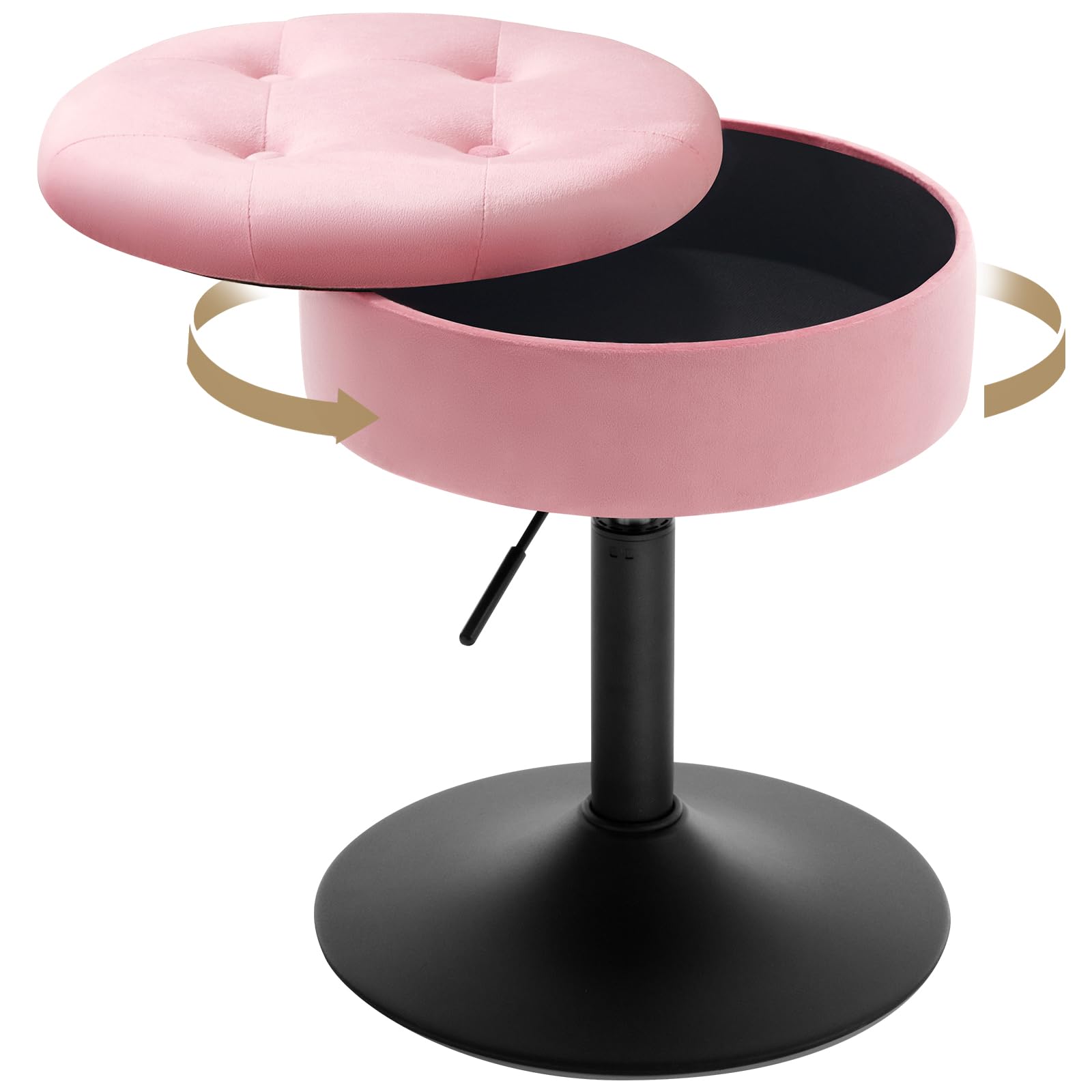 WOLTU Taburetes de Tocador, Taburetes Giratorios Bar, Tapa Extraible, Altura Ajustable, para Salon y Dormitorio, Rosa The Forest Stewardship Council