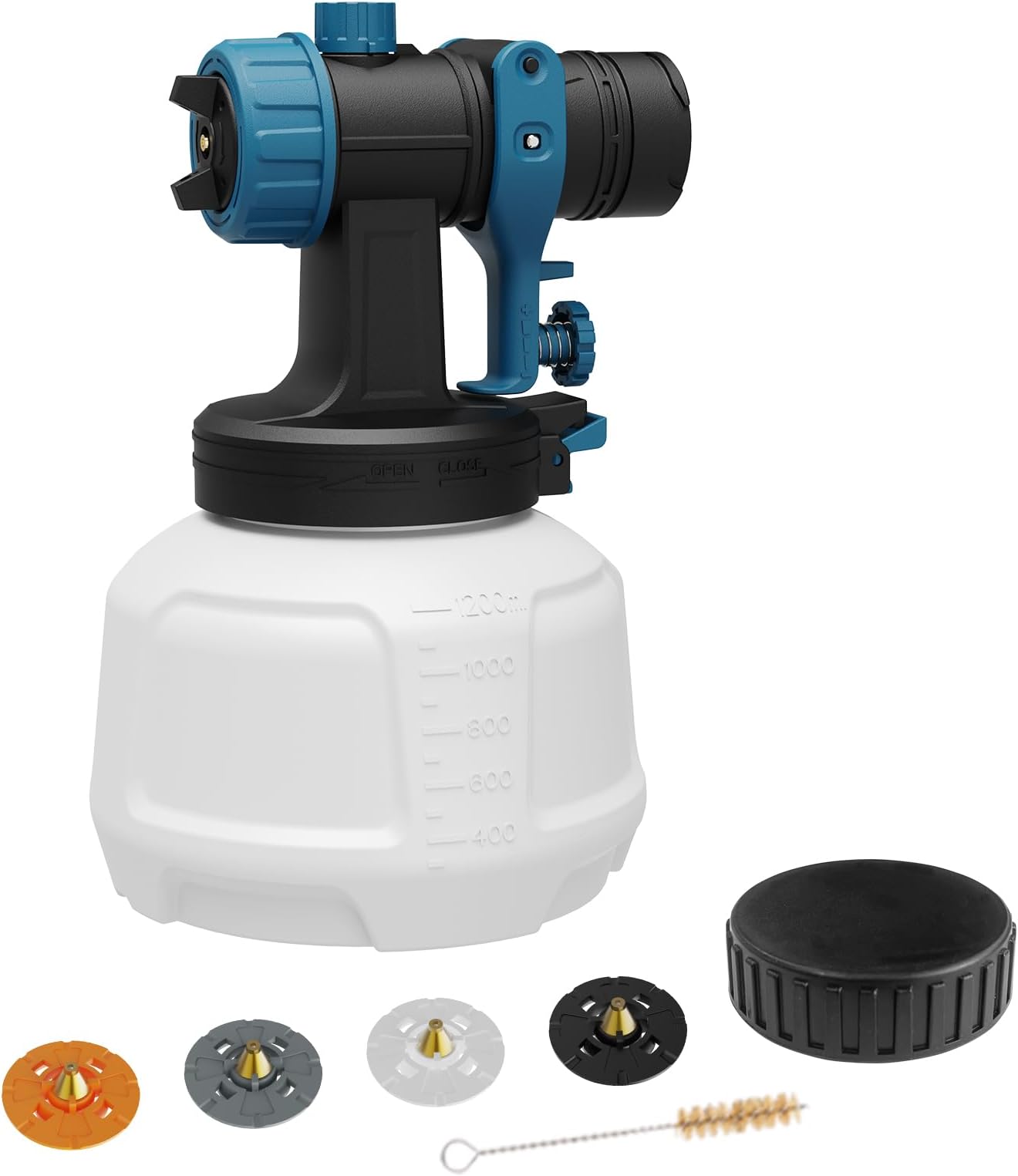 Paint Sprayer Accessories for WG20A, Includes Precursor, 1200ml Container, 4 Copper Nozzles, Container Cap, Cleaning Brush