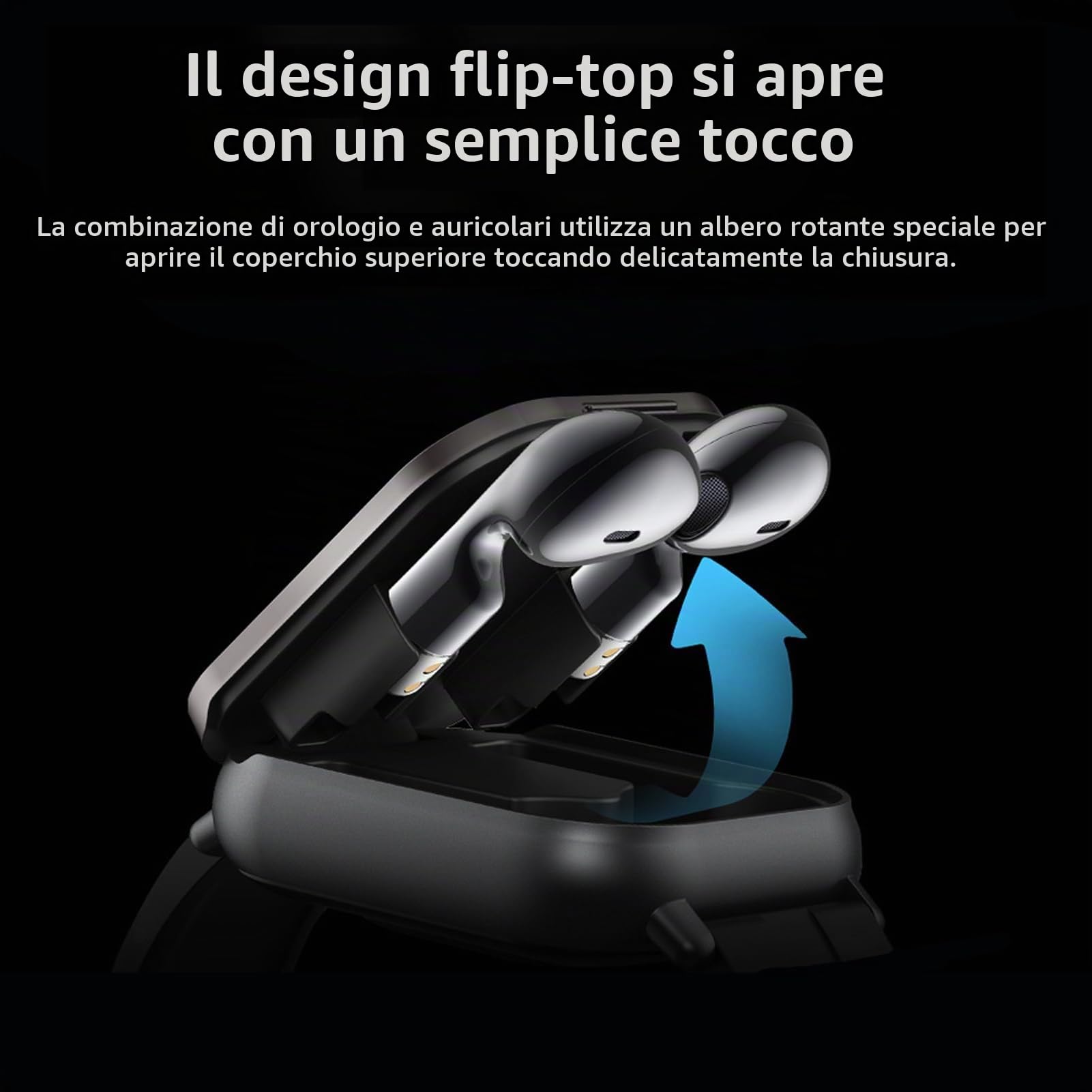 Smart Watch con Auricolari, Auricolare Wireless Smartwatch con Cinturino in Silicone 2 in 1 con Schermo da 2,01 Pollici, Orologio Fitness Tracker per IOS per
