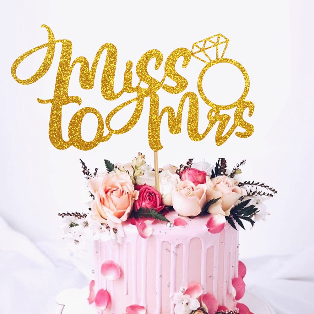 Sunny ZX Miss to Mrs with Diamond Ring Cake Topper for