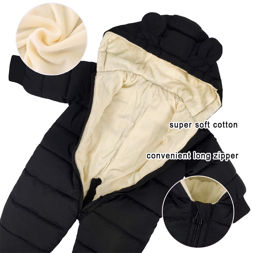 JiAmy Combinaison de neige d'hiver pour bébé fille et garçon, barboteuse chaude à capuche, vêtements pour nourrissons, combinaison nouveau-né pour bébé de 0 à 18 mois