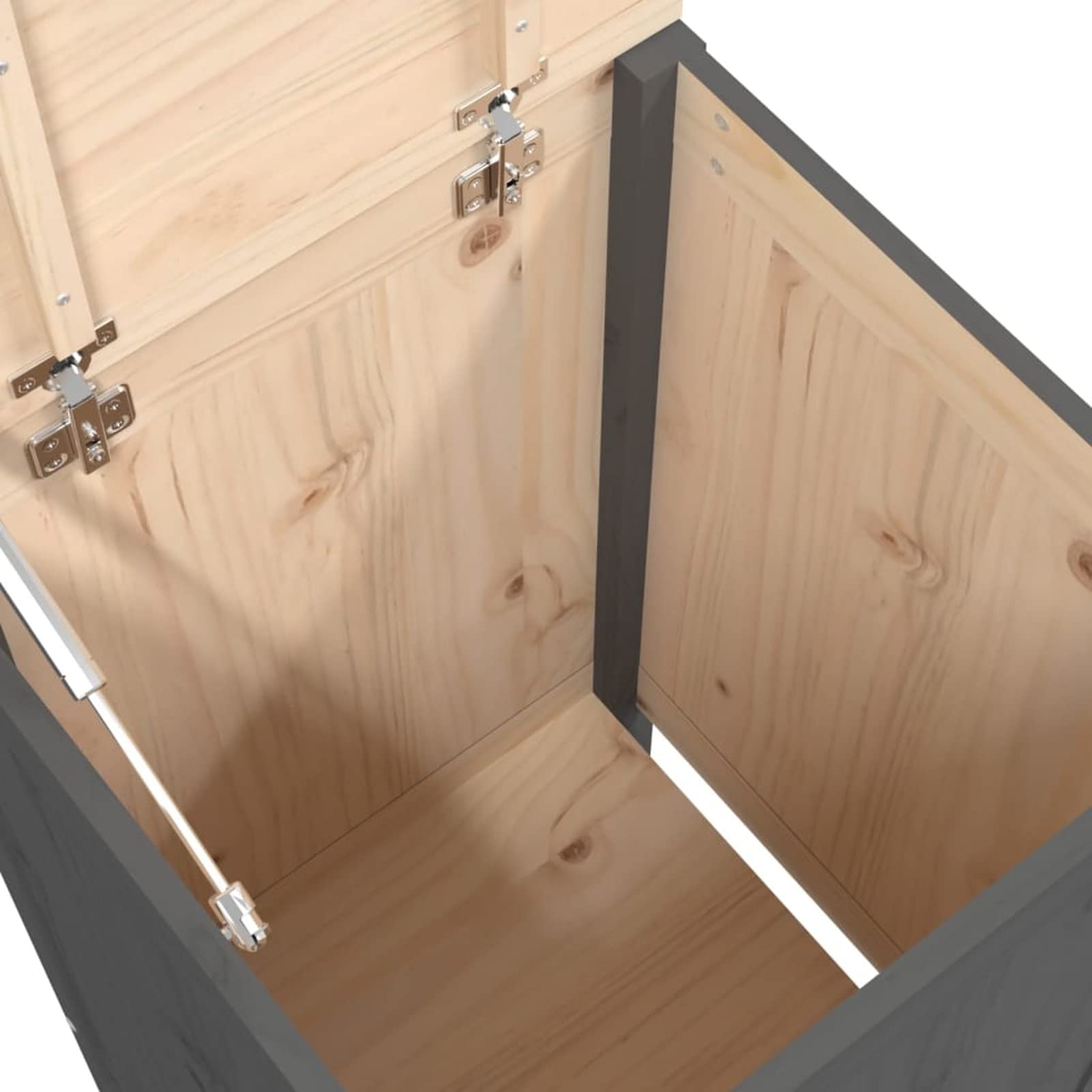 Tidyard Contenitore per Bucato,Contenitore Box,Baule Multiuso,Cassapanca Contenitore in Legno,Baule Contenitore da Interno,Baule in Legno, Grigio 44x44x76 cm Legno Massello Pino