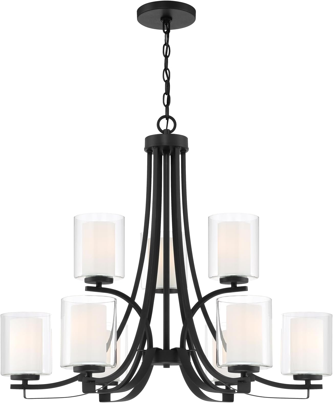 Minka Lavery 4109-66 Parsons Studio Chandelier, 9-Light, 900 Total Watts, 31.5-in H x 28.5-in W, Sand Coal Black