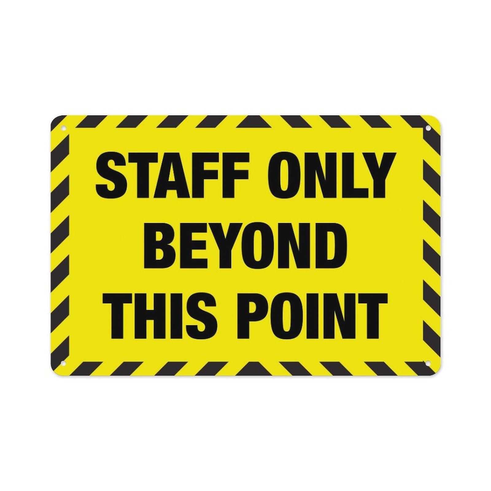 peiyeety Staff Only Past This Point Bright Yellow And Black Sign Aluminum Tin Warning Signs For Home Outdoor Garden 12X16 Inches