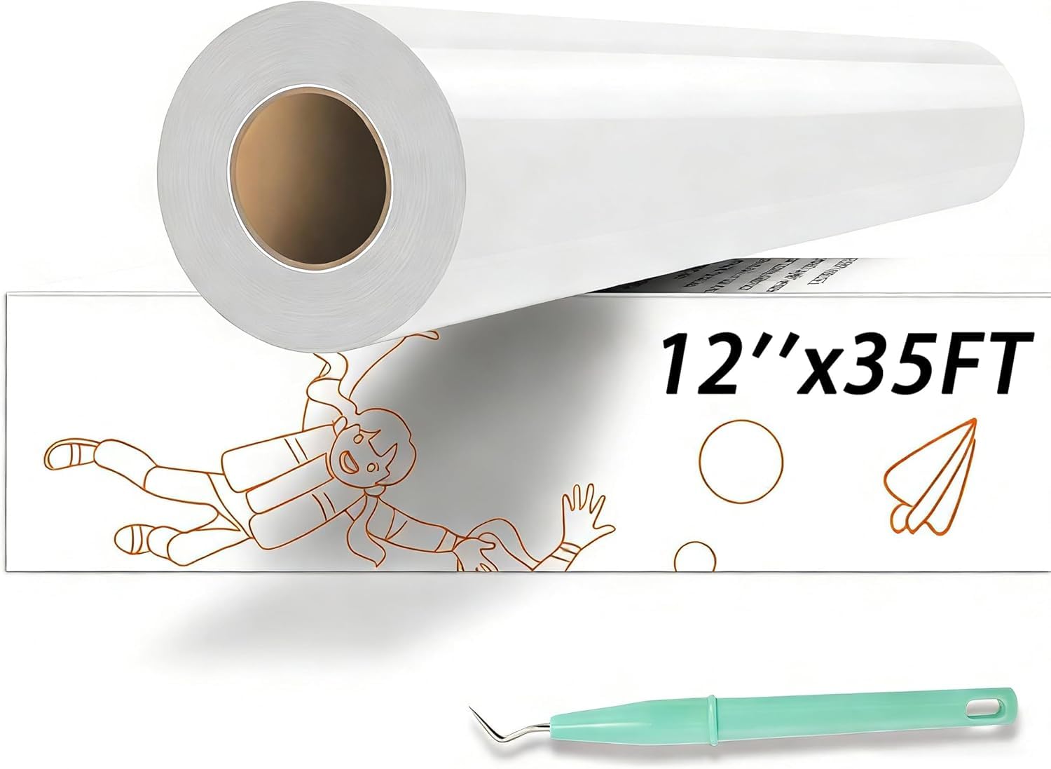 HTVRONT HTV Vinyl Rolls Heat Transfer Vinyl - 12" x 35ft(30.5 x 1067CM) White HTV for Shirts, Iron on Vinyl for Shirts - Easy to Cut & Weed — image 1