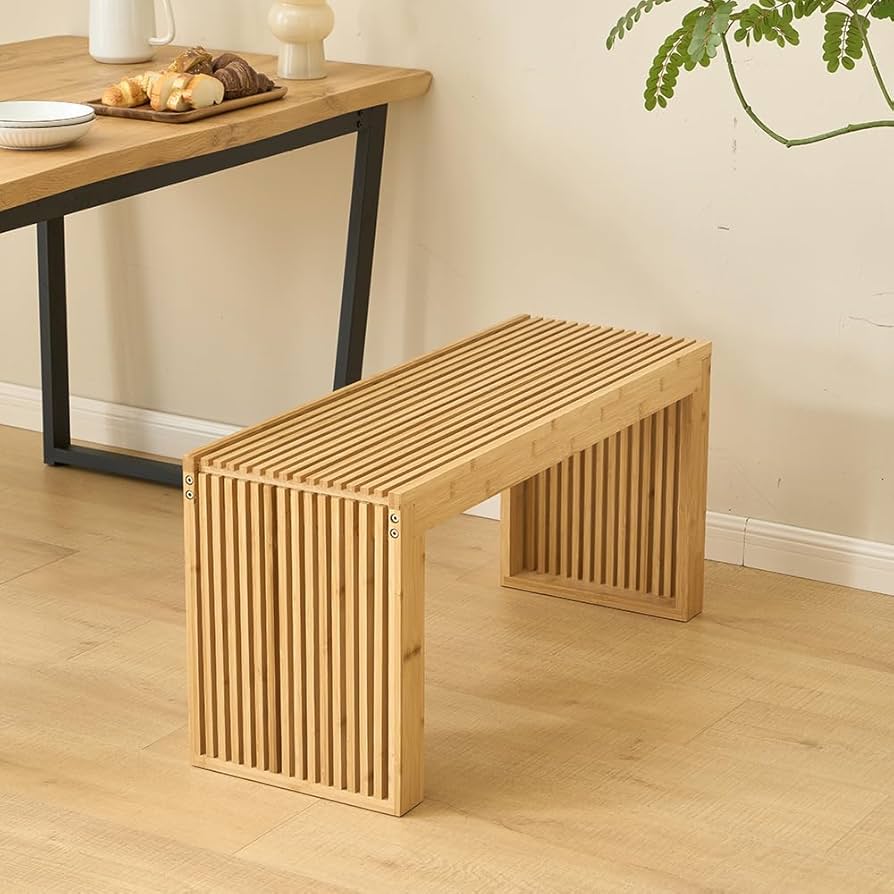 Amazon.co.jp: 竹製ベンチ 天然竹材 二人掛け 玄関ベンチ 長椅子