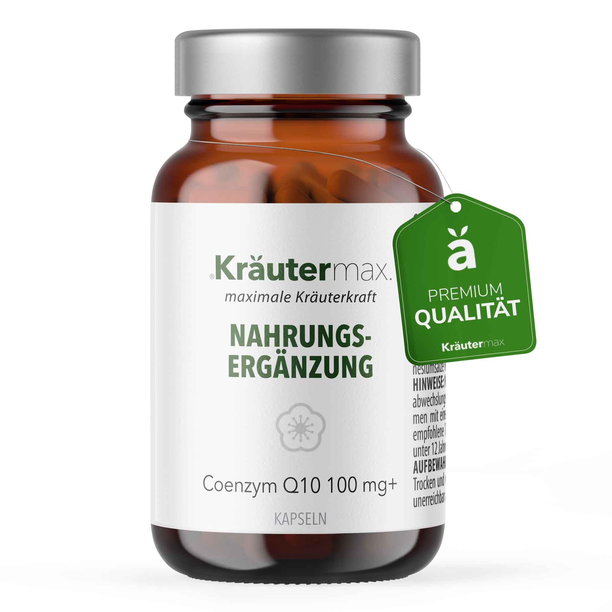 Kräutermax Coenzym Q10 100 mg + Lecithin Kapseln, 60 Stück, Vegan, 2 Monate Vorrat