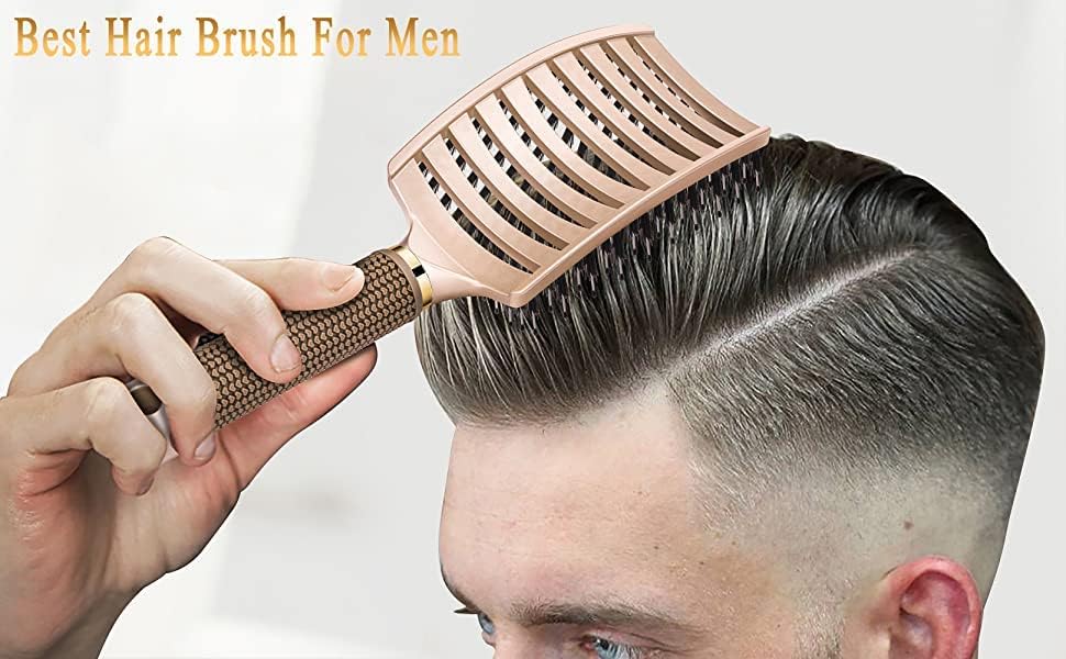 REhair 2-in-1 Boar Bristles Hair Brush + Z Shaped Hair Slit & Volumizer Comb - Best Value Combo (Gold, Green Comb) 4