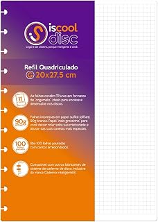 Refil Caderno De Disco ISCOOL Quadriculado 100 F 90g Grande