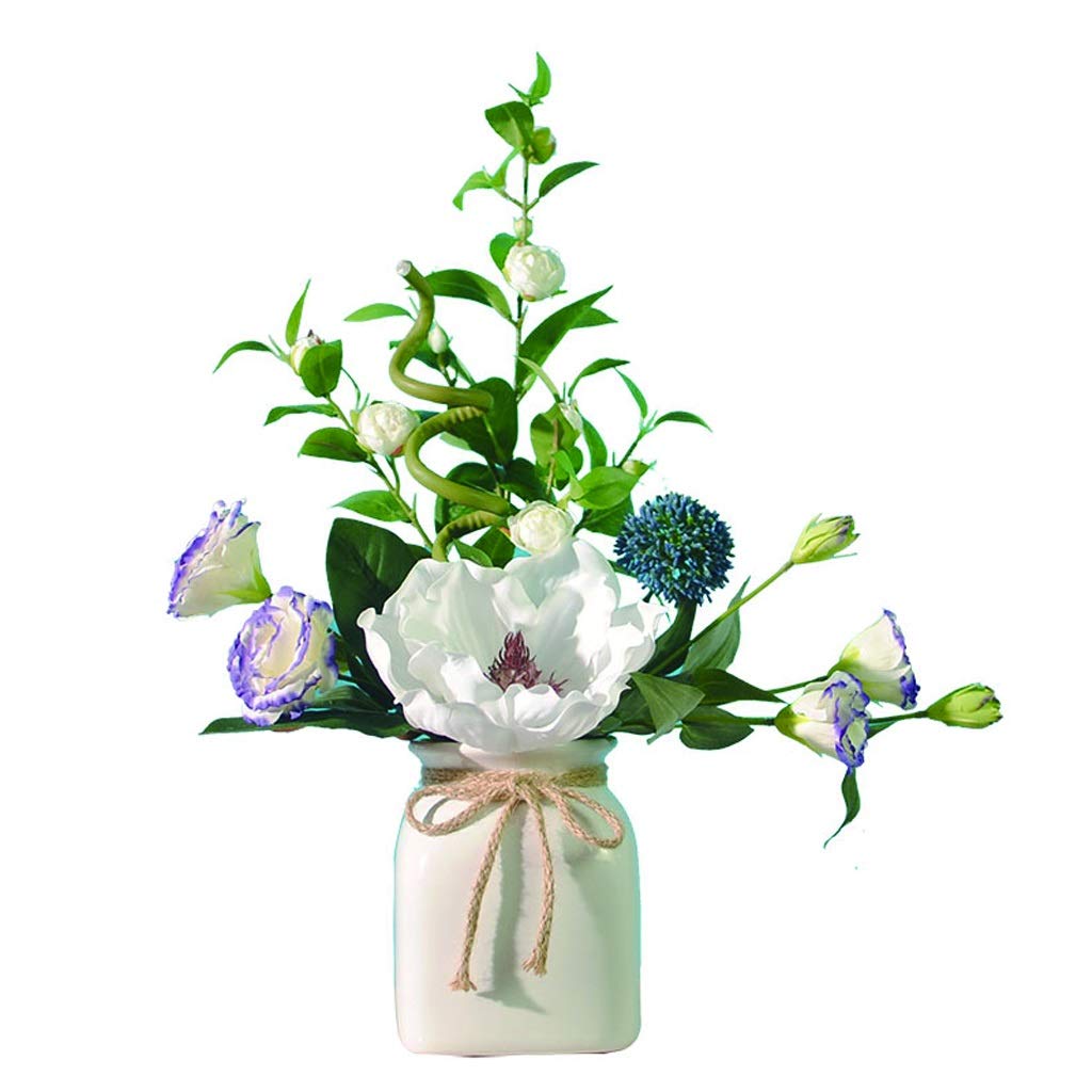 MYUYEE Artificial Flowers Simple Style Simulation Camellia With Vase Artificial Flower Bonsai For Living Room Office And Bedroom
