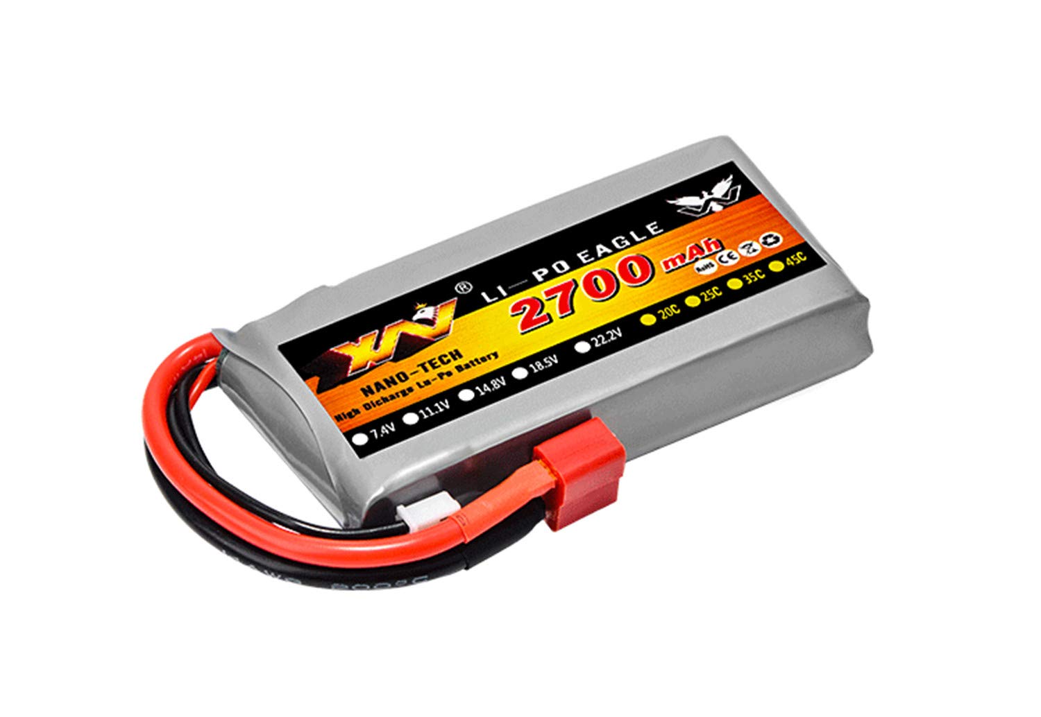 7,4 V 2700 mAh 2S bateria zamienna do WLTOYS 12428 1/12 RC Car Grey z wtyczką T