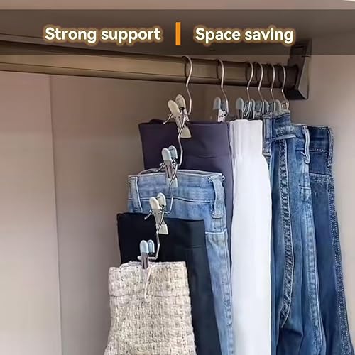 20 clips multifunción, ganchos para colgar la ropa sucia de acero manchado con clips de alta resistencia, clip de secado de metal portátil para