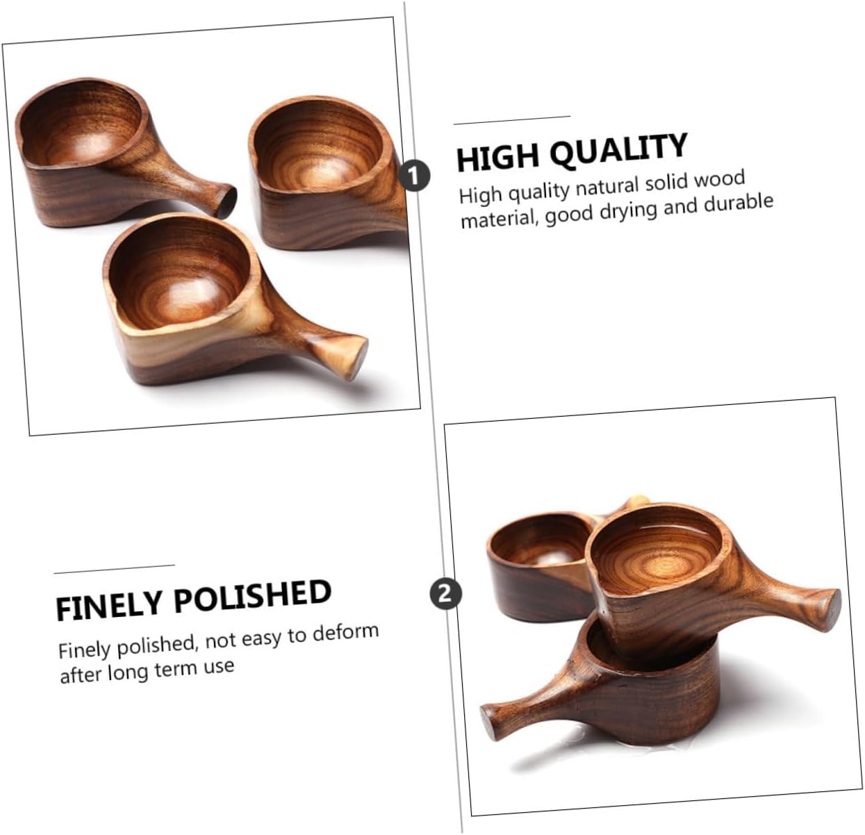 BESTYASH Wooden Soup Spoon Water Ladle Short Handle Acacia Wood Rice Scoop Kitchen Tool for Asian Soup and Ramen Cooking