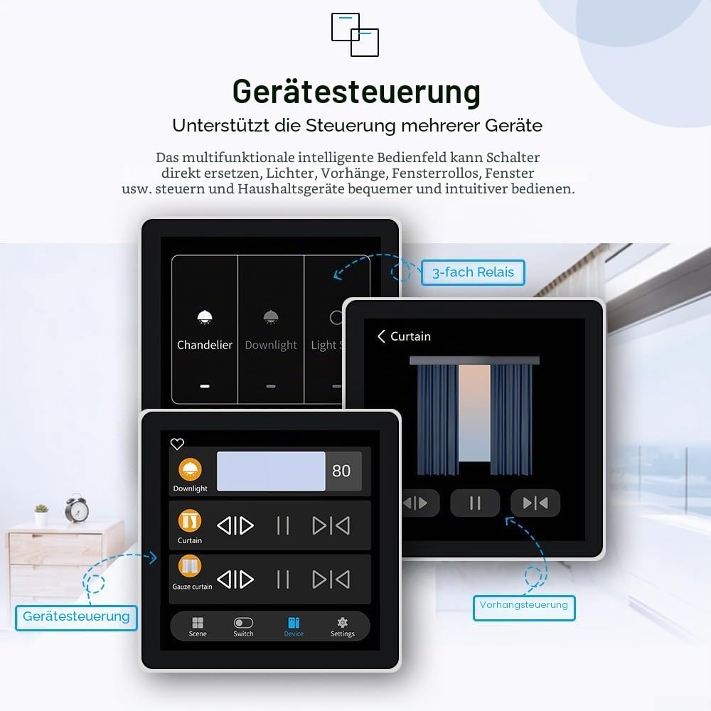 Smart Home WLAN Touch Control Panel Für Tuya, WiFi Smart Schalter Home Control Switch Panel, Home Multiple Smarthome Thermostat Smart Scene Wandschalter Für Zigbee für Lichtschalter,Thermostate usw.