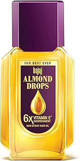 Bajaj Almond Drops Hair Oil, 95ml 6X Vitamin E Nourishment Light and Non-Sticky Hair Oil For Hair Fall Control