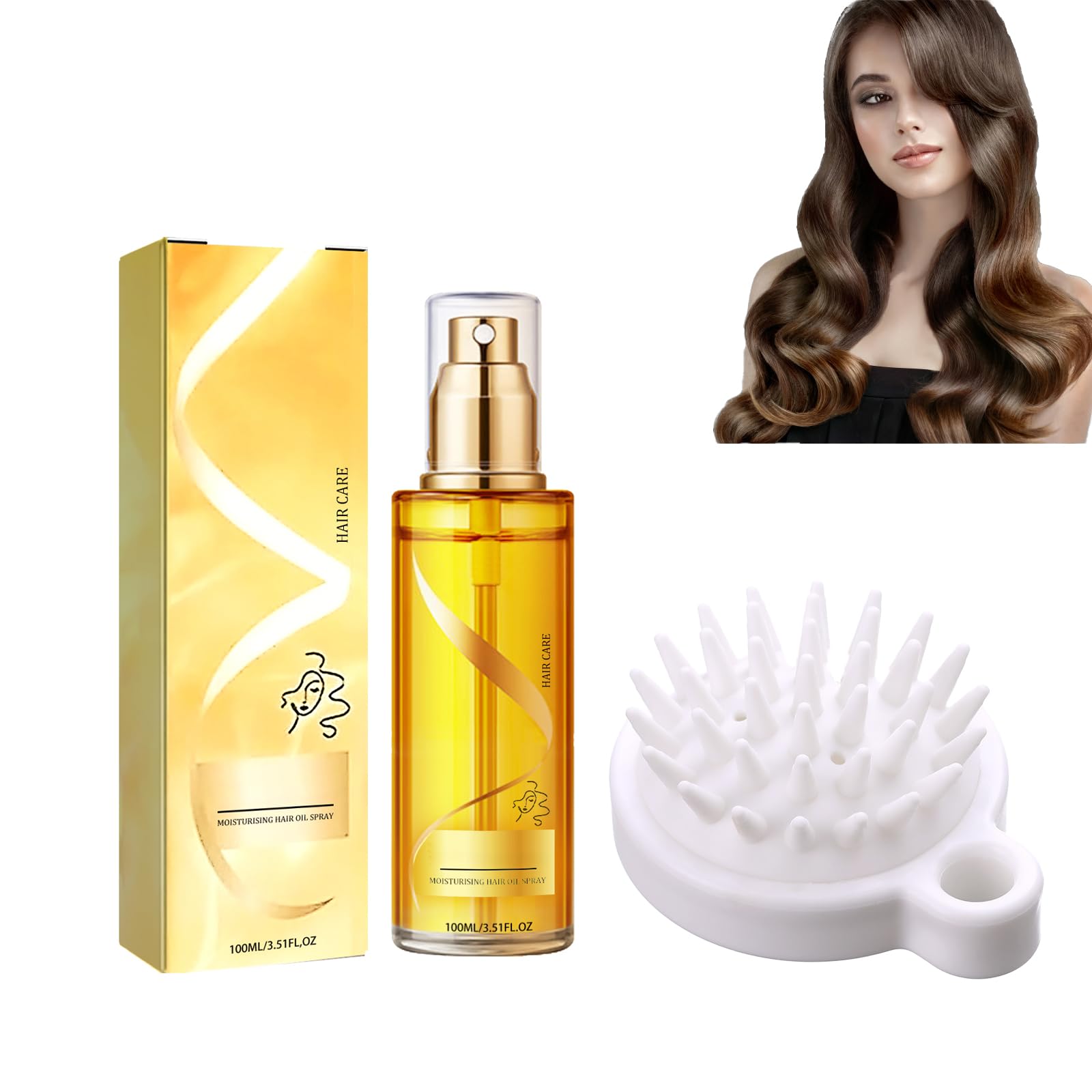 100ml Spray De Aceite Para El Cabello, Spray De Cuidado Del Cabello, Aceite De Cabello Con Peine, Spray De Cabello Para Reparar El Cabello Seco Y Encrespado, Hidrata, Suaviza Y Fortalece El Cabello