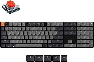 K5 QMK Custom Mechanical Keyboard, Ultra-Slim Full Size 104 Keys Wireless Gaming Keyboard, Low-Profile Red Switch with RGB Backlits for Mac Windows, Version 2