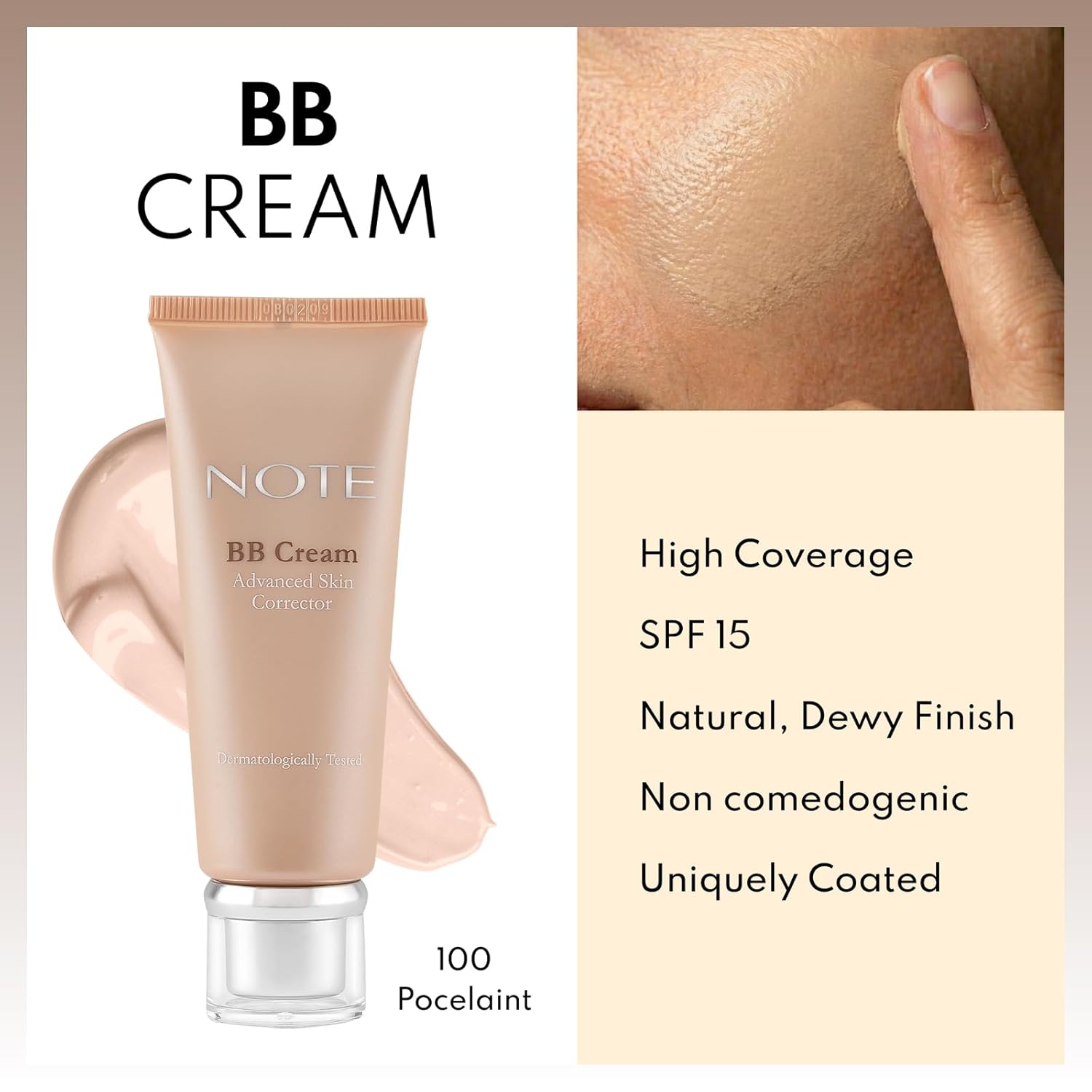 NOTE BB Cream SPF 15 - Tinted Beauty Balm Cream with Vitamin E - Hydrating Foundation Makeup for Lasting Natural Finish - 100-1 oz - Image 2