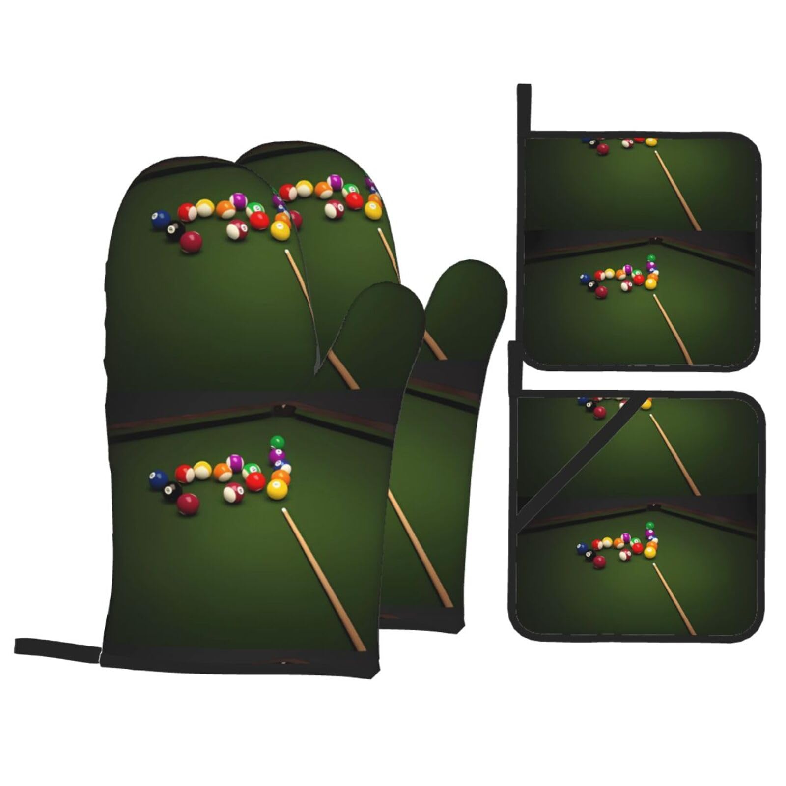 WHJSSF Billiard Prints 4-Piece Waterproof Oven Throws & Heat Resistant Pot Covers – Durable Kitchen Layers for Grilling & Baking