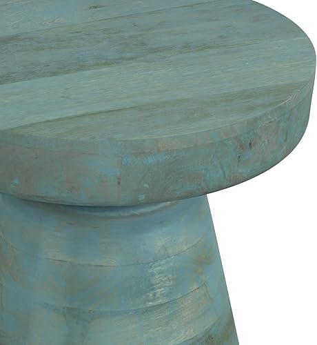 Miniatura 10 de SIMPLIHOME Robbie - Mesa redonda de madera de mango maciza de 16 pulgadas de ancho, estilo bohemio, contemporánea, rústica en color verde azulado,
