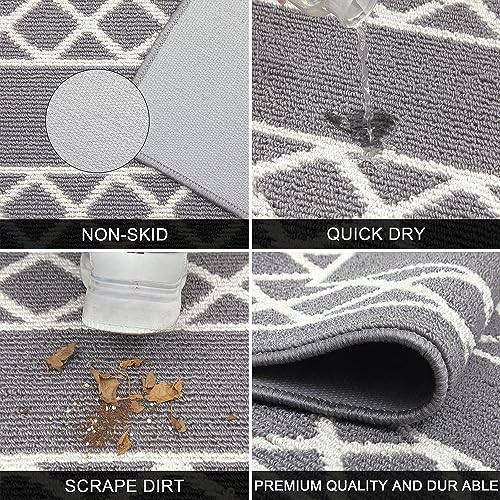 SHACOS Grey Runner Rug for Hallway 50 x 150 cm Non Slip Hall Runners Narrow Rug Washable Kitchen Rugs Carpet Runner for Entryway Kitchen Laundry Room - Image 3