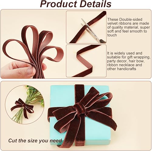 Miniatura 4 de arricraft 15mm 20 yardas Cintas de terciopelo navideñas de 15mm, accesorios de prenda de una cara de color sólido hechos a mano, adornos artesanales