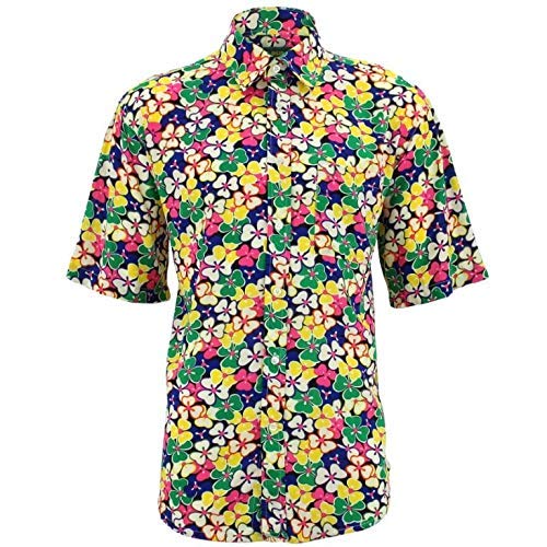 Chemise floral à manches courtes avec imprimé vintage coloré