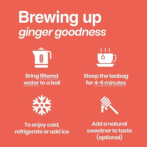 Miniatura 2 de Tipson Sabor a jengibre y durazno | Sin cafeína | Ingredientes totalmente naturales | USDA Orgánico | 20 bolsas de té envueltas