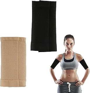 2 pares de mangas elásticas de compressão, modelador de braço, massajador de braço, cinto de compressão, desportivo, fitness, modelador de braços para mulher