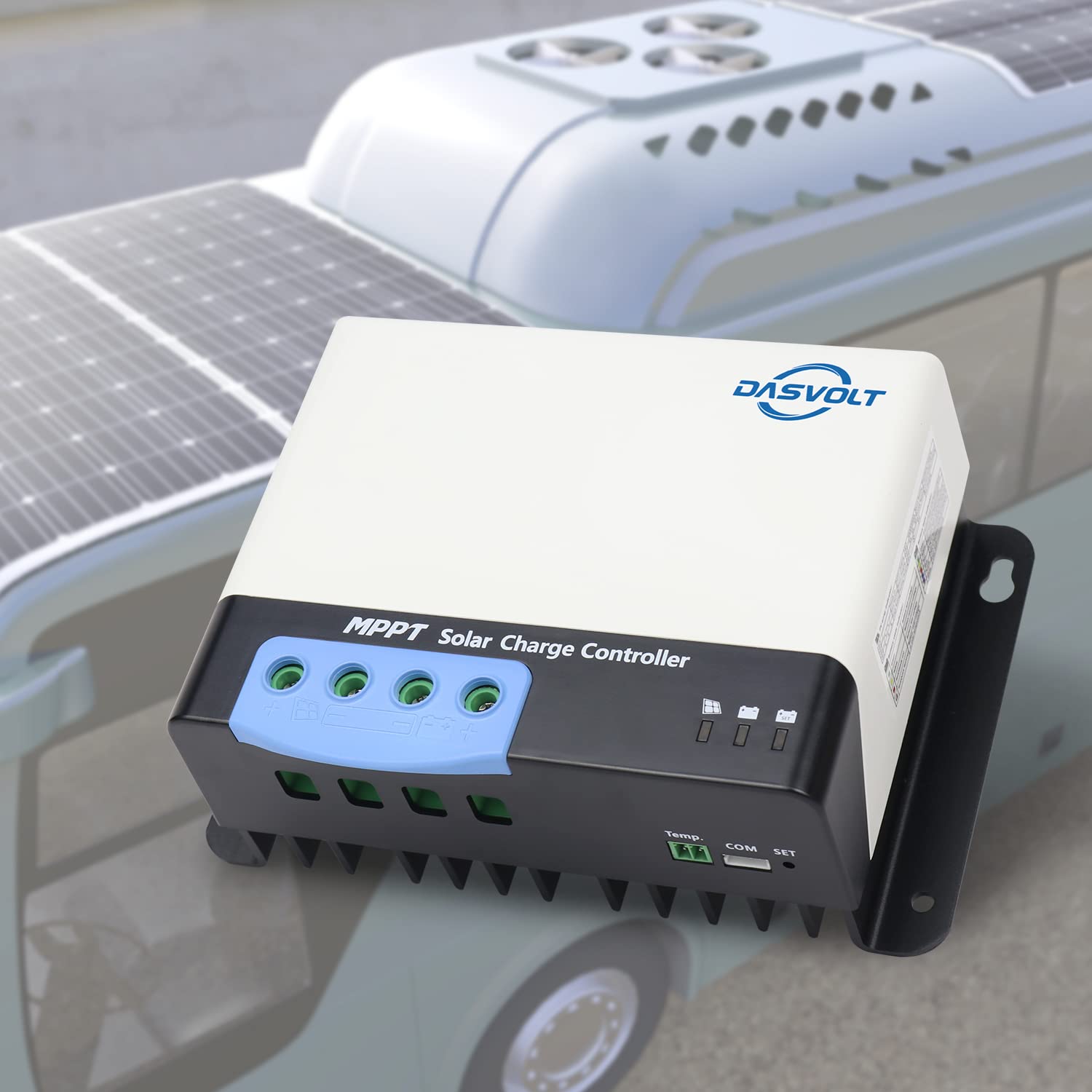 DASVOLT®, Controlador de carga solar MPPT 50A 12V/24V Potencia máxima de entrada 660W/12V, 1320W/24V para batería de inundación de litio, plomo-ácido, sellada, para caravanas, barcos, yates