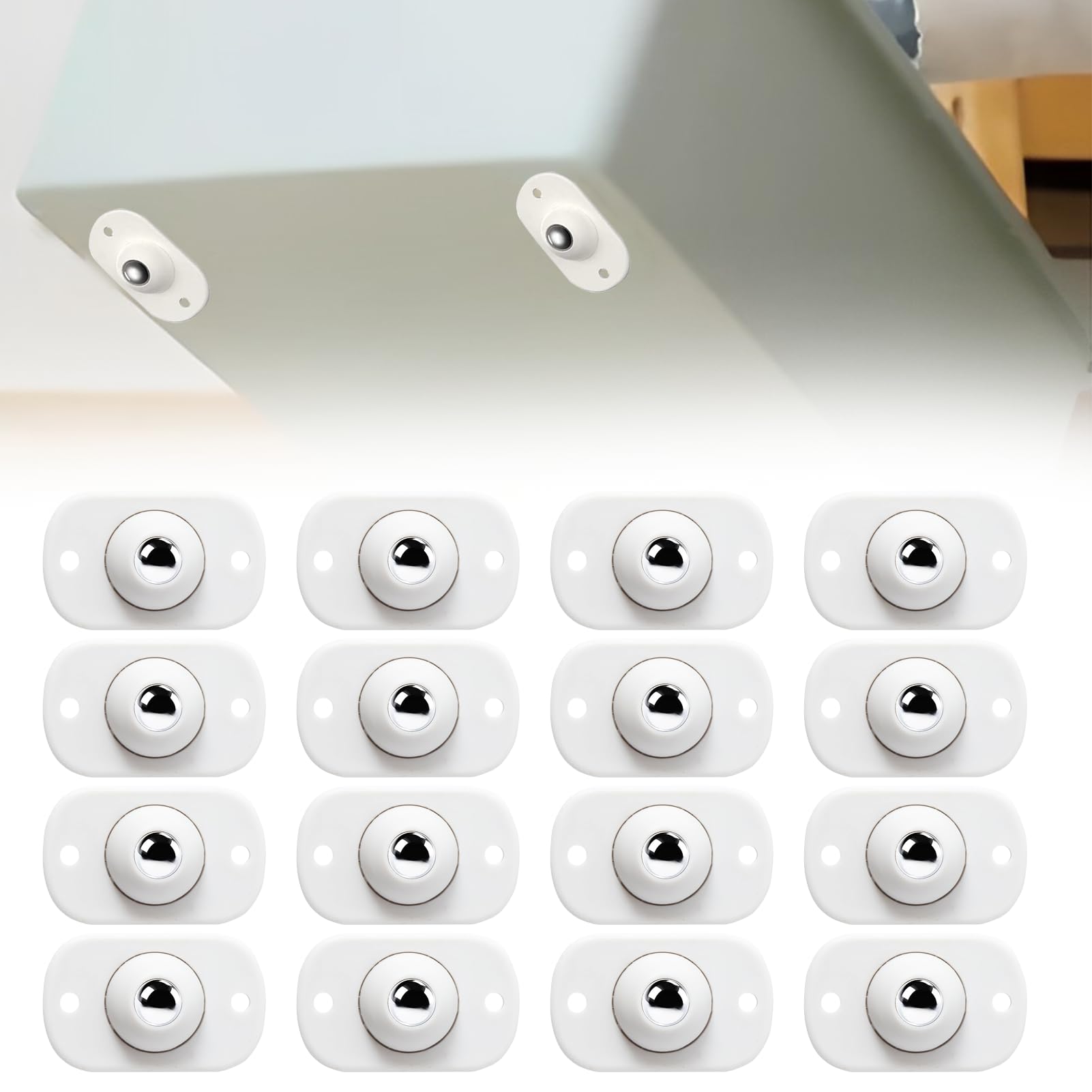 16Pcs Self Adhesive Mini Caster Wheels Set,360 Degree Rotation Self Adhesive Swivel Castors, Durable Mini Caster Wheels for Small Appliances,Suitable for Storage,Boxes,Home,Room,Office,Kitchen