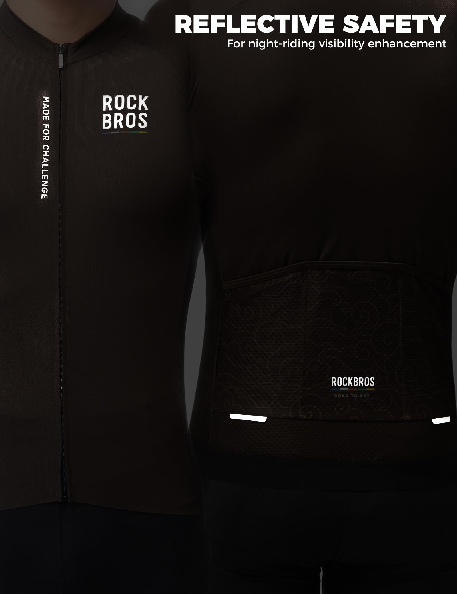 ROCKBROS Road to Sky męska koszulka rowerowa z długim rękawem, oddychająca, szybkoschnąca, na lato, do jazdy na rowerze górskim, do biegania na świeżym powietrzu