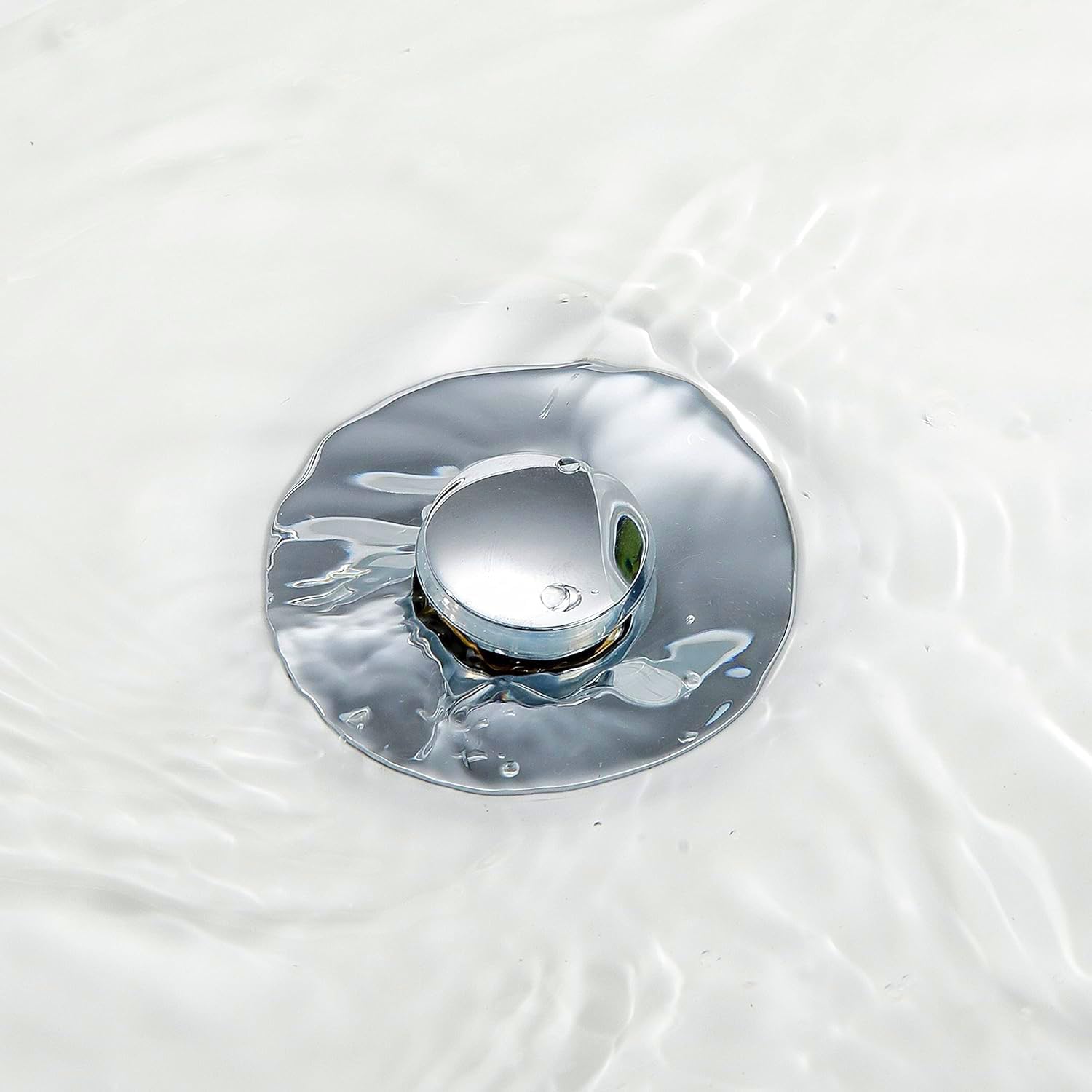 Universal Bathroom Sink Drain Stopper and Strainer - Pop-up Cover Fits 1.06-1.5 Inch - Perfect Seal Push Button Drain for Bathroom Sink with Drain Plug - Vanity Sink Basket Trap with No Clog Design